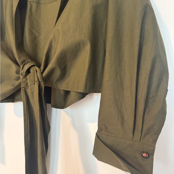 Vince Olive Green Women's Tie-Front Jacket - Picture 3 of 5